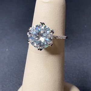 Round Brilliant Solitaire Moissanite Engagement Ring 11mm